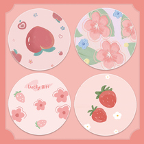 Mouse pad small round super cute fresh fruit flower pattern cute pink can be customized washed desk keyboard pad portable thick lock edge non-slip wrist guard students learn to work