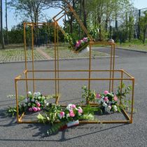 New wedding props box iron geometric road lead golden floral shelf wedding background decoration grid road guide