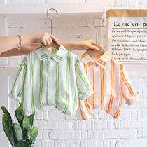 Boy lined with thin Korean version handsome and sunscreen for spring Summer Childrens shirt Leisure 100 hitch Collar Children Shirt