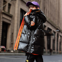 12-year-old boy down jacket medium and long 2021 new foreign style childrens winter clothes large children thickened tide brand jacket