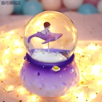 New crystal ball rotating music box music box snowflake aerial whale girl childrens Birthday gift girl TZ