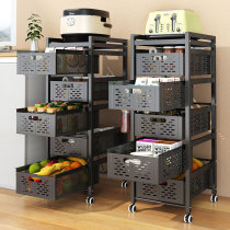 Kitchen shelf storage rack floor multi-layer vegetable basket vegetable rack storage cabinet can be moved