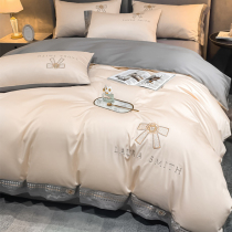 Light and luxurious cotton four sets 100 pure cotton long suede cotton linen bed Ogasawara bed Bedding 160 Advanced senses