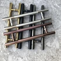 Special thick round pipe wire drawing rose gold black titanium gold stainless steel glass door ktv with frame door wooden door big door handle