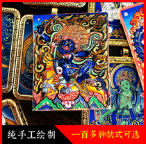 Customized boutique thangka Tibet hand-painted carry Buddha brand life Buddha small thangka pendant yellow Wealth God pure handmade pendant