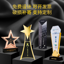 2021 Creative Metal Crystal Trophy Customized Annual Meeting Event Outstanding Employees Awards Honor High-end Medal Customized