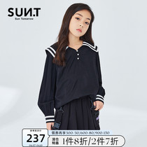 suntomorrow2022 New Spring Dress Navy Collar Academy Wind Girl Shirt CUHK Child Girl Blouse