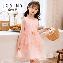 Zhuoshini Girls summer dress 2021 new foreign style childrens mesh princess dress net red skirt