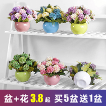 Fake flower imitation flower decoration living room plastic flower small bonsai bedroom table wine cabinet creative ornaments craft with Basin