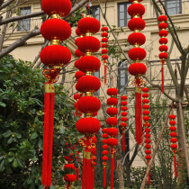 Flocking small Lantern string hanging tree red New Years Day Spring Festival series lanterns outdoor waterproof decoration layout