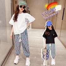 Girls Summer Suit Trendy Net Red Ocean Air 2022 New Girl Summer Clothing Sports Short Sleeve Womens Clothing T-Shirt Thin