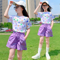 Girl Suit Trendy Ocean Air Summer Clothing 2022 New Great Child Casual Children Summer Sports T-shirt Short Sleeve Shorts