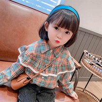 Childrens clothing 2021 new girls plaid shirt female baby spring and autumn foreign style long sleeve top children cotton shirt tide