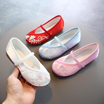 Hanfu shoes girls winter children embroidered shoes Princess cloth shoes Chinese style retro student table performance dance shoes