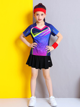Hengle Peak Childrens Badminton Suits Quick Dry Sports Tennis Clothing Childrens Table Tennis Clothes Short Sleeve Shorts Culottes Training
