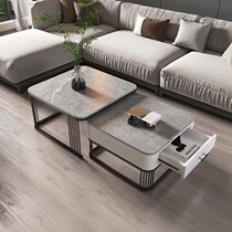 Light luxury Rock board tea table combination living room small apartment modern simple household marble tea table child mother coffee table Nordic