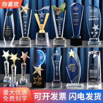 Trophy Crystal custom thumb lettering creative medals customized company annual meeting staff awards souvenirs