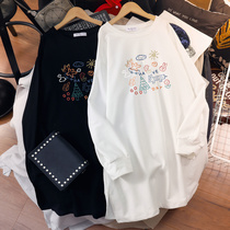 Pregnancy Woman Dress Autumn Winter Clothing 2022 New Pregnant Woman Gush Clothing Loose Leisure Medium Long blouse for large size 200 catty