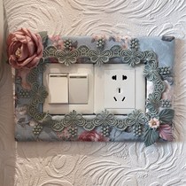 Home stickers fabric lace creative European North decorative switch double household protective cover decorative socket living room wall stickers