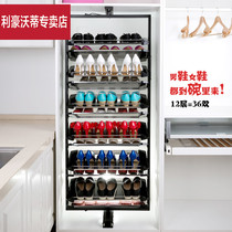 Household artifact door 360-degree rotating shoe rack stainless steel shoe cabinet multi-layer simple storage shoe shelf dustproof