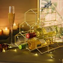 Red wine rack ornaments wine shelf table top counter wine grid rack household prismatic wine shelf metal wine grid