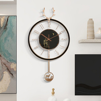 Nordic deer head wall clock living room after modern style quartz clock home fashion wall clock Net red light luxury hanging watch