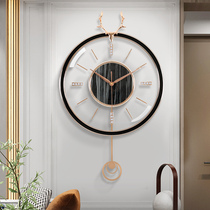 Household net red living room wall clock Nordic light luxury deer head creative clock wall hanging fashion watch atmospheric decorative wall clock