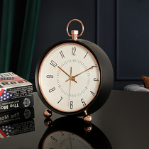 Light luxury Nordic clock living room table clock American home fashion clock modern simple bedroom bedside mute ornaments