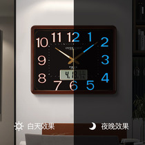 Living room luminous wall clock rectangular calendar silent quartz clock home fashion large clock modern simple table