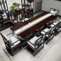 Ebony wood board tea table new Chinese high-end boss desk log conference table tea table simple furniture