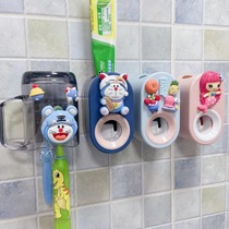 Cartoon cute punch-free squeezing toothpaste artifact adult manual squeeze wall-mounted childrens toothbrush rack set