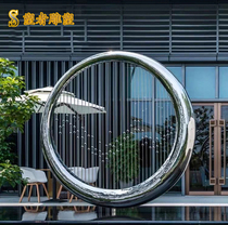 Large stainless steel sculpture custom moon ring round metal hollow outdoor sales department landscape decoration ornaments
