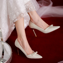 Gui Yi wedding shoes summer Women 2021 New Xiuhe wedding dress two bride shoes niche White not tired feet high heels