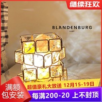Rubiks cube crystal salt table lamp Net Red Art girl ins bedside lamp creative Himalayan four-story atmosphere lighting