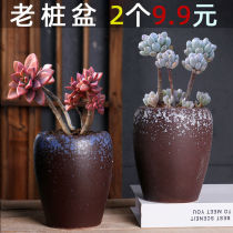 Fleshy flowerpot ceramic cornmeal breathable creative simple meaty creative retro small Laozhuang plant fleshy pot clear