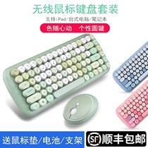 New ipad Bluetooth wireless keyboard desktop computer mouse set girls Net red notebook retro dots outside