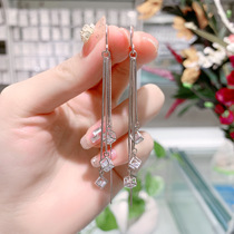 s925 sterling silver long temperament tassel earrings three Magic Cube Earrings female 2021 new hypoallergenic simple EAR thread