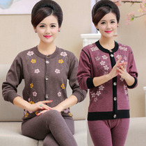  Dapingshan camel middle-aged and elderly cardigan thermal underwear set female plus velvet thickening elderly mother and grandmother loose autumn
