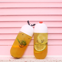 Orchid bear fresh milk capsule bottle transparent disposable milk tea cup PET beverage bottle with lid Thai tea juice cup
