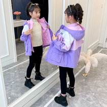 Girls jackets three-in-one autumn coat girl childrens clothing plus velvet zhong da tong wind piece tide windbreaker