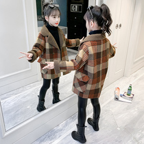 Girls thick woolen coat autumn winter clothes 2021 new foreign style clothes winter woolen coat childrens coat