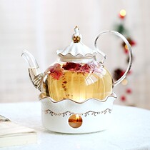 Light luxury English afternoon teapot set home candle heated scented tea fruit teacup glass tea set Nordic style