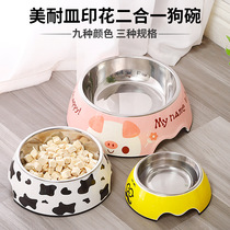 Pet bowl Cartoon two-in-one dog bowl Water bowl Pet bowl Stainless steel dog bowl