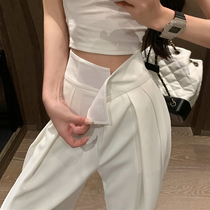 High waist hanging suit pants womens summer 2021 new loose straight wide leg pants wild casual velcro pants