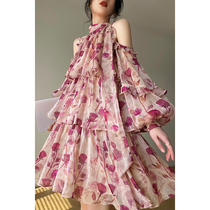 Aconiconi｜Love French tea break dress early autumn sweet debris flowers resort festival niche fairy dress