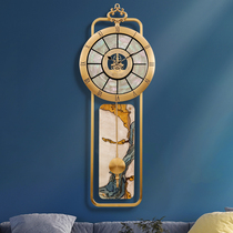 Pure brass atmospheric clock wall clock home living room light luxury modern new Chinese clock Wall European fashion watch