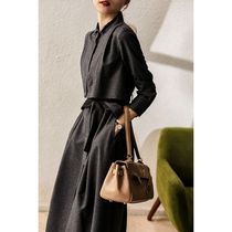Early autumn new wool high texture shape ~ fashionable fake two-piece dress female French modern creativity