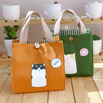 Lunch bag Japanese cute student office worker with lunch bag go out fashion thick canvas bag