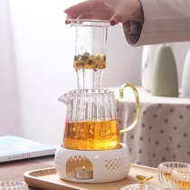 Build fruit glass teapot tea set Transparent Japanese heat candle cooking tea