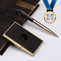 Business card holder mens business brass high-grade business card box Womens solid wood large capacity free lettering custom logo